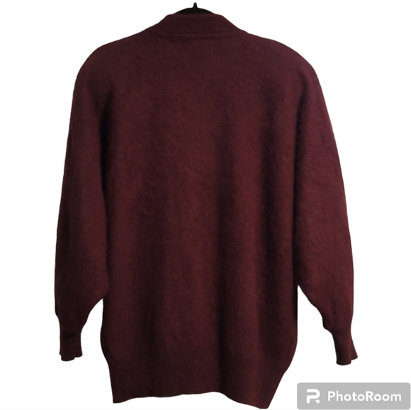 VTG Amelia Austin Sweater Women's Cardigan Burgundy Angora Rabbit Hair Blend - Picture 7 of 12